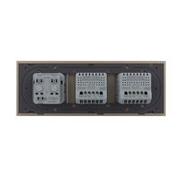 Intrerupator Dublu + Dublu + Priza LIVOLO cu Rama Din Sticla, Standard Italian, 6M, auriu