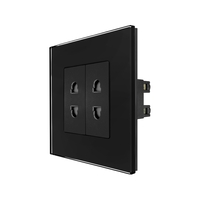 Priza Dubla cu Module Inguste cu Rama din Sticla LUXION, negru