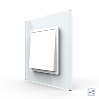Intrerupator Simplu Mecanic Cap Cruce, 2 Module LIVOLO cu Rama din Sticla - Serie Noua, alb