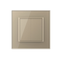 Intrerupator Dublu Mecanic Cap Scara LIVOLO cu Rama din Sticla - Serie Noua, auriu