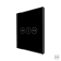 Panou Intrerupator Draperii cu Touch Din Sticla LUXION, negru