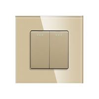 Intrerupator Dublu Cap Scara Mecanic LUXION cu Rama din Sticla, auriu