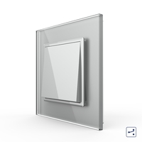 Intrerupator Simplu Mecanic Cap Cruce, 2 Module LIVOLO cu Rama din Sticla - Serie Noua, gri