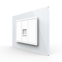 Priza internet Livolo cu rama din sticla - standard italian, alb