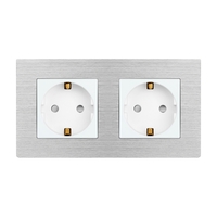 Priza Dubla LUXION cu rama din aluminiu, alb