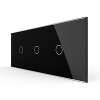 Intrerupator Simplu + Simplu + Simplu cu Touch LIVOLO cu Rama Din Sticla, Standard Italian, 6M, negru