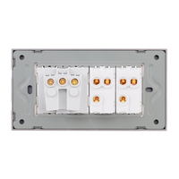 Intrerupator Dublu Cap Scara + Priza cu Rama din Sticla LUXION, Standard Italian, 4M, gri