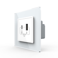 Priza USB-A + USB-C cu Rama Din Sticla LIVOLO - Serie Noua, alb