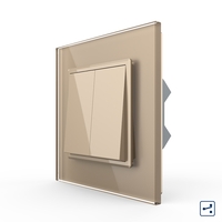 Intrerupator Dublu Mecanic Cap Cruce LIVOLO cu Rama din Sticla - Serie Noua, auriu