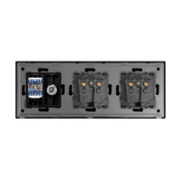 Priza Dubla Schuko + TV + Internet cu Rama Din Sticla LUXION, negru