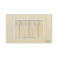 Intrerupator Mecanic 6 Posturi LUXION cu Rama din Sticla, Standard Italian, 3M, auriu