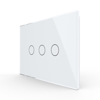 Intrerupator triplu cu touch Livolo din sticla, standard italian - Serie noua, alb