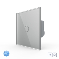 Intrerupator Simplu Cap Scara / Cruce cu Dimmer cu Touch LIVOLO din Sticla - Protocol ZigBee EC, gri