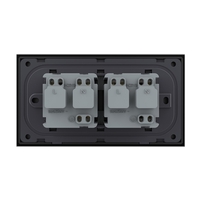 Priza dubla Livolo cu rama din sticla 4M, standard Italian, Serie noua, negru