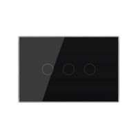 Intrerupator Triplu Cap Scara / Cruce cu Touch LIVOLO din Sticla, Standard Italian - protocol ZigBee EC, negru