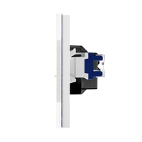 Priza Tripla Schuko + TV + Internet cu Rama Din Sticla LUXION, alb