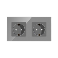 Priza Dubla cu Rama din Sticla LUXION, gri