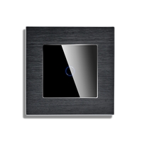 Intrerupator Simplu cu Touch din Sticla si Rama de Aluminiu LUXION, RF433, negru