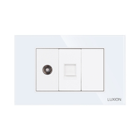 Priza TV + Internet cu Rama din Sticla LUXION, Standard Italian, 3M, alb