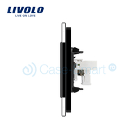 Priza dubla TV + Telefon Livolo cu rama din sticla, negru