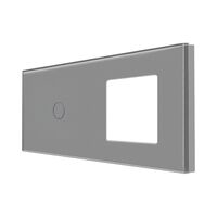 Panou Intrerupator Simplu cu Touch si Priza Simpla Din Sticla LUXION, gri