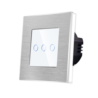 Intrerupator Triplu cu Touch din Sticla si Rama de Aluminiu LUXION, alb