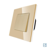 Intrerupator Simplu Cap Scara Mecanic LUXION cu Rama din Sticla, auriu