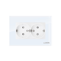 Priza Dubla cu Rama din Sticla LUXION Pentru Doza Simpla, alb