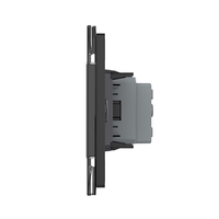 Priza simpla cu blank Livolo cu rama din sticla 3M, standard Italian, Serie noua, negru