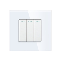 Intrerupator Triplu Cap Scara Mecanic LUXION cu Rama din Sticla, alb