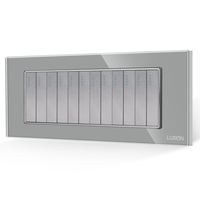 Intrerupator Mecanic 12 Posturi LUXION cu Rama din Sticla, Standard Italian, 6M, gri