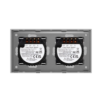 Intrerupator Triplu + Triplu cu Touch din Sticla LUXION, gri