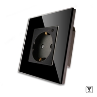 Priza Simpla Wi-Fi cu Monitorizare Consum, cu Rama din Sticla LUXION, negru