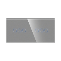 Intrerupator Triplu + Triplu cu Touch din Sticla LUXION, gri