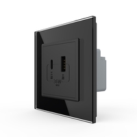 Priza USB-A + USB-C cu Rama Din Sticla LIVOLO - Serie Noua, negru