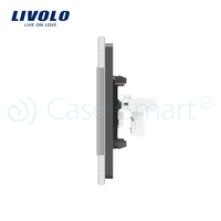 Priza dubla Telefon Livolo cu rama din sticla, gri