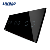 Panou intrerupator dublu+dublu+dublu cu touch Livolo din sticla, negru