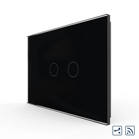 Intrerupator Dublu Cap Scara / Cruce Wireless cu Touch LIVOLO din Sticla – Standard Italian, negru