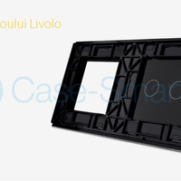 Panou intrerupator dublu cu touch + priza simpla Livolo din sticla, negru