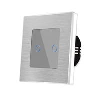 Intrerupator Dublu cu Touch din Sticla si Rama de Aluminiu LUXION, gri
