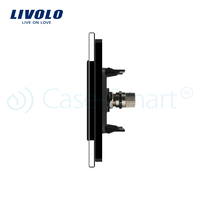 Priza dubla TV Livolo cu rama din sticla, negru