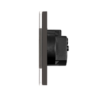 Intrerupator Simplu + 2 Prize cu Rama din Sticla LUXION, negru