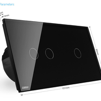 Intrerupator dublu + simplu cu touch Livolo din sticla, negru