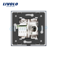 Priza dubla TV + Telefon Livolo cu rama din sticla, alb