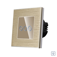 Intrerupator Simplu cu Variator cu Touch din Sticla si Rama de Aluminiu LUXION, auriu