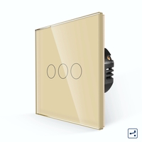 Intrerupator Triplu Cap Scara cu Touch din Sticla LUXION, Serie A, auriu