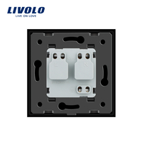 Priza simpla Livolo cu rama din sticla si capac de protectie rezistent la apa, negru