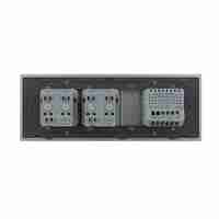 Intrerupator Simplu Cap Scara / Cruce + 2 Prize LIVOLO cu Rama Din Sticla, Standard Italian, 6M, gri