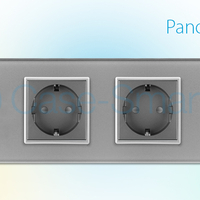 Intrerupator simplu + Priza tripla LIVOLO cu touch din sticla, gri