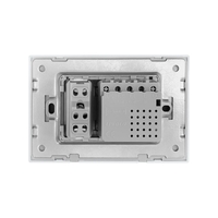 Intrerupator dublu + priza Livolo cu rama din sticla, Standard italian, alb